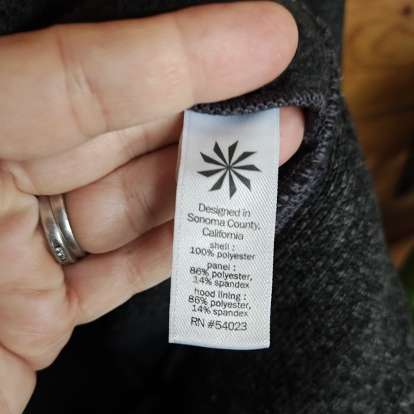 Athleta CYA Stronger Dark Gray Hooded Full Zip Fleece Jacket Long Coat Sz Small - Picture 8 of 9